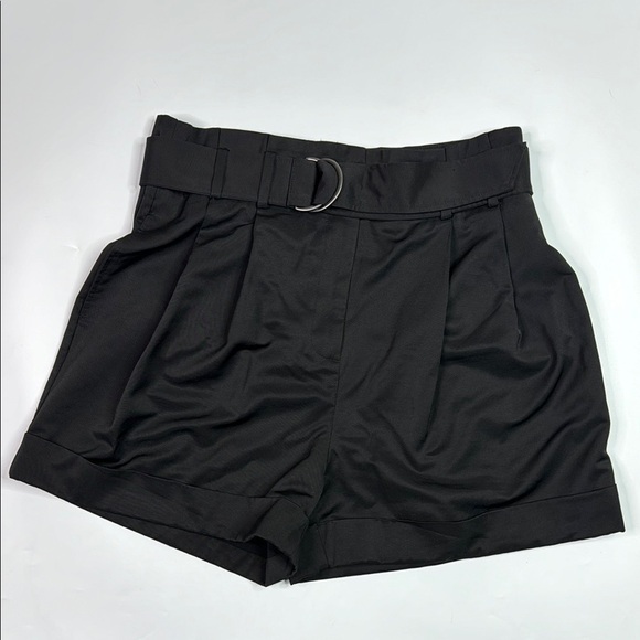 Elizabeth And James Black High Waisted Belted Shorts Size 12 - Picture 1 of 9